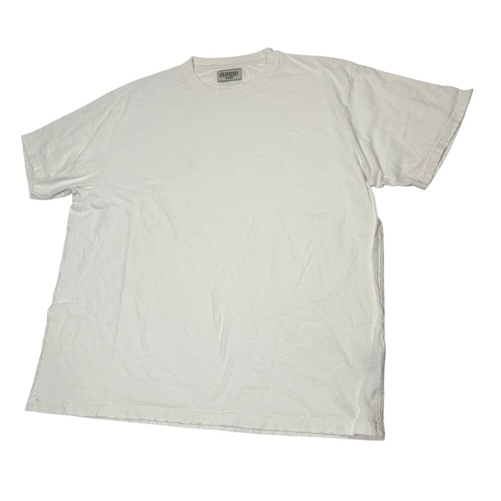 Strawberry Los Angeles Distressed Ecocycle T-Shirt in White